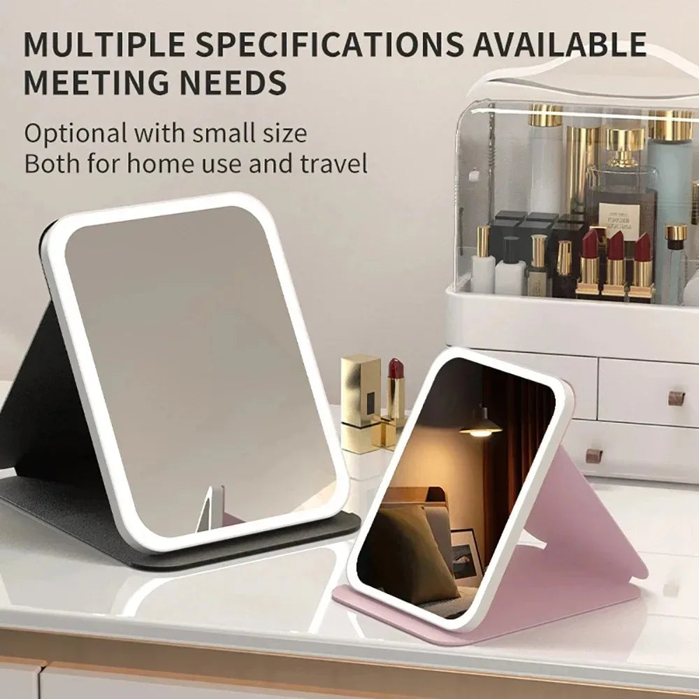 USB Rechargeable 3 Colors LED Makeup Mirror Pocket Mirror Touch