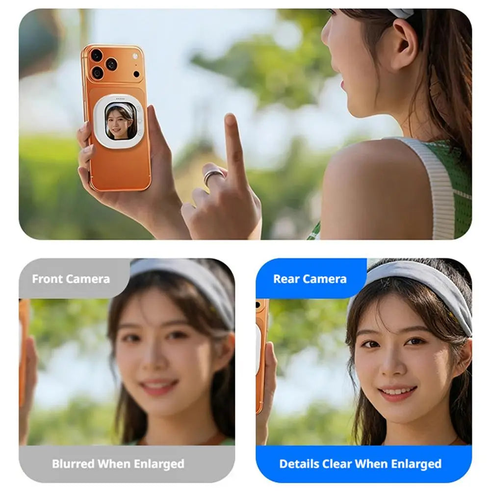Portable Vlogging Mirror Phone Clip Adjustable Rear Lens Selfie