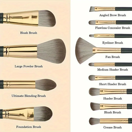 14 Piece Makeup Brush Set Soft Fluffy Eyeshadow Brush Concealer Brush