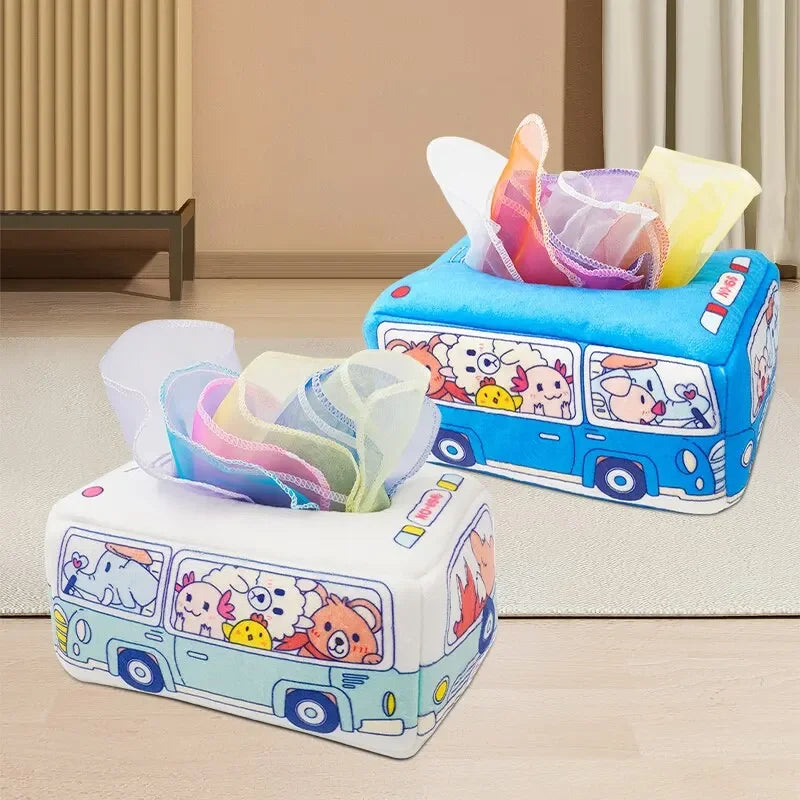 Baby Tissue Box Montessori Educational Toys Colorful Soft Sensory Toy