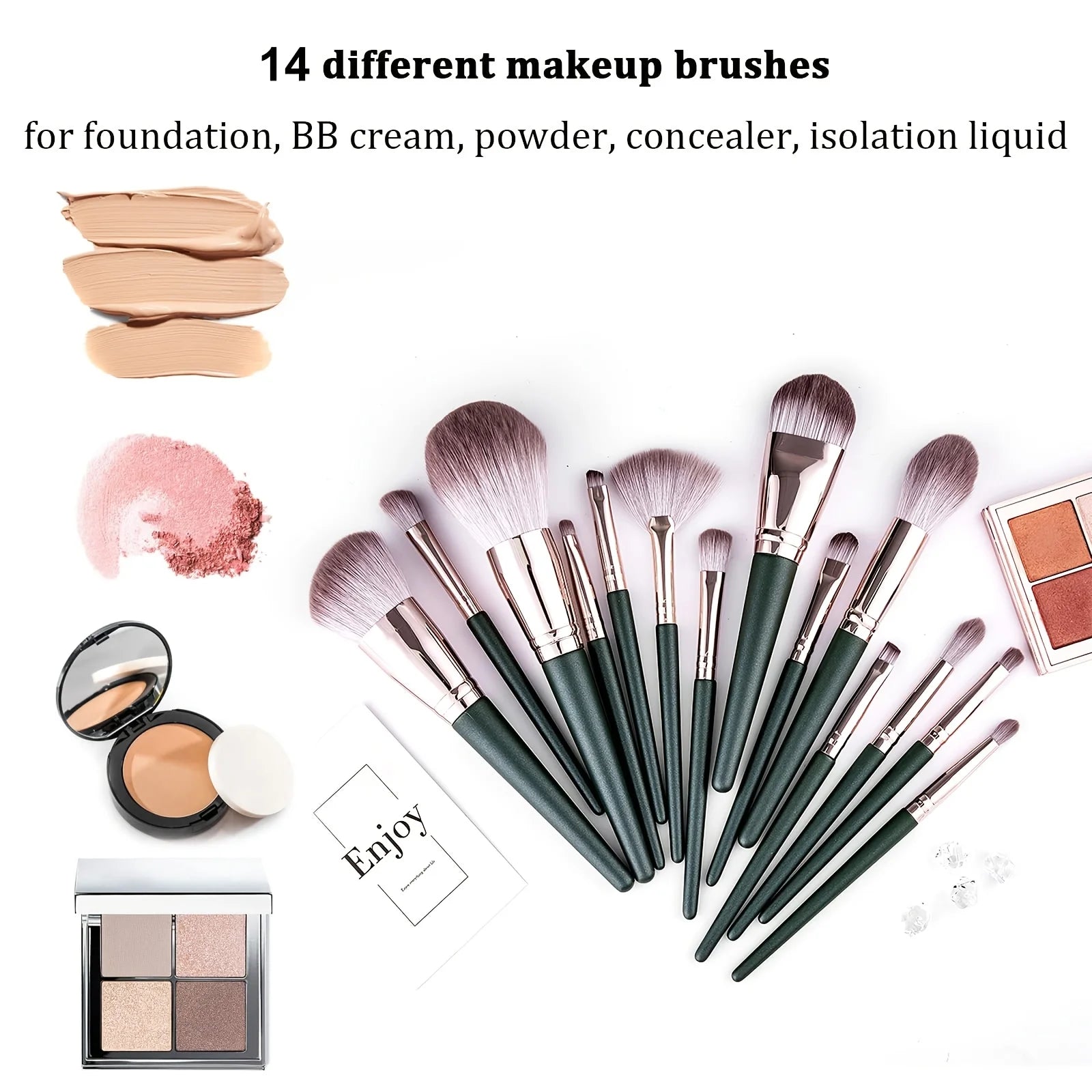 14pcs Soft Makeup Brush Set, Foundation Brush Loose Powder Eyeshadow