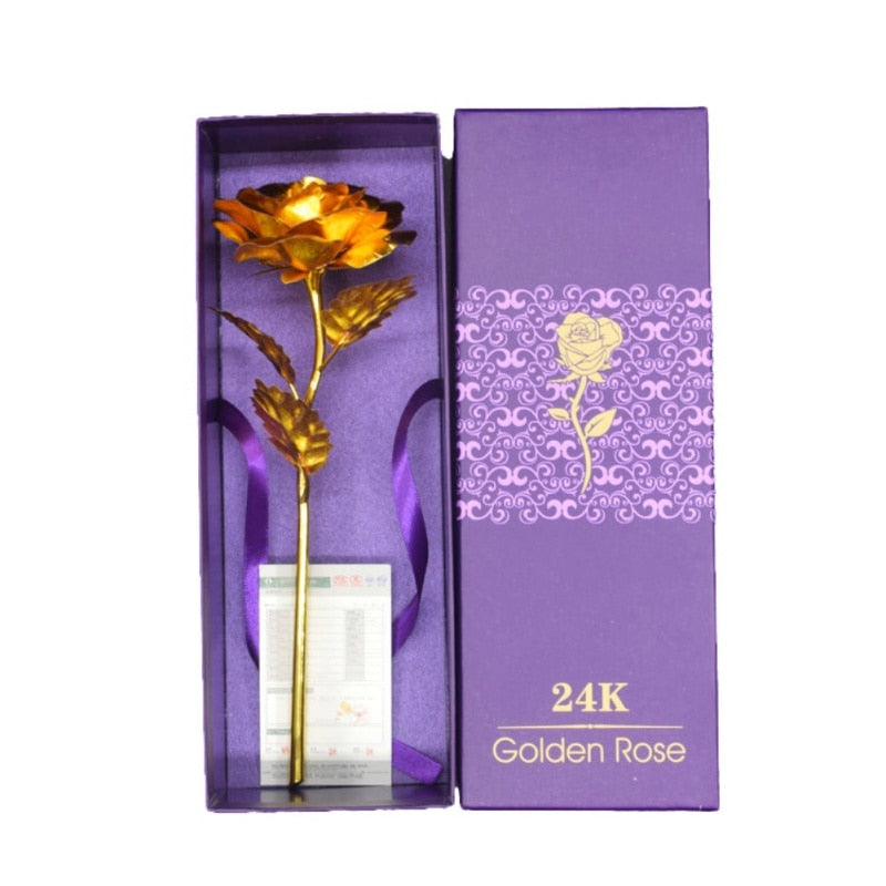 24K Foil Plated Rose Gold Rose | Valentine's Day Gift | Lighting Rose Flower Gold