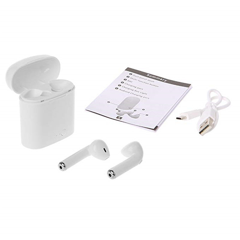 Wireless Earbuds Bluetooth 5.0 i7s Earphones IP65 Waterproof with Charging Case, 24H Music Playback, White